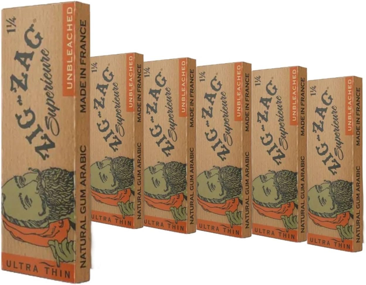61UCF7yc7FL._AC_SL1500_ Zig Zag Unbleached Rolling Papers 1 1/4 6 Booklets - Image 1
