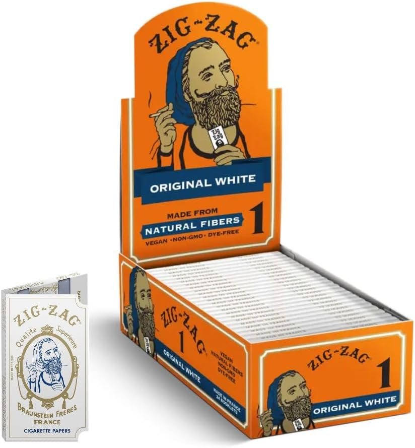 61Ww5odZoeL._AC_SL1000_ ZIG-ZAG Original White Rolling Papers 24 Booklets - Image 1