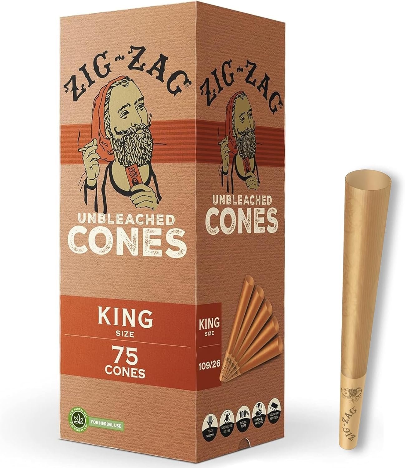 71eZfHaFHEL._AC_SL1500_ Zig Zag Pre-Rolled King Size Unbleached 75ct - Image 1