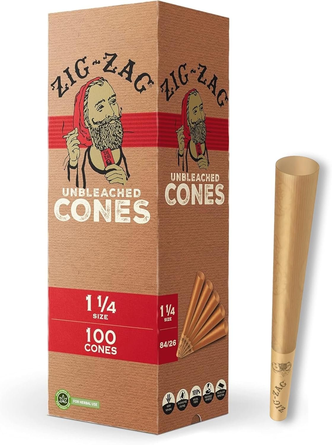 71kbf3IaKJL._AC_SL1500_ Zig Zag Pre-Rolled 1 1/4 Unbleached 100ct - Image 1