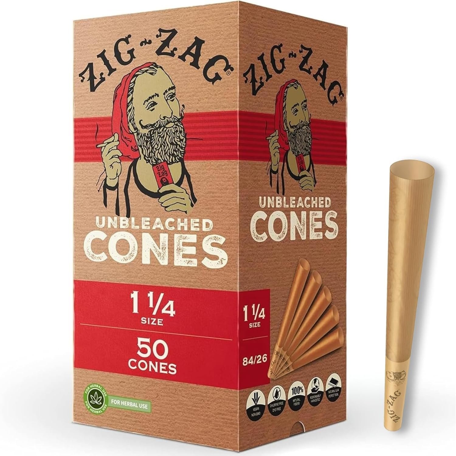 71x8N2G3evL._AC_SL1500_ Zig Zag Pre-Rolled 1 1/4 Unbleached 50ct - Image 1