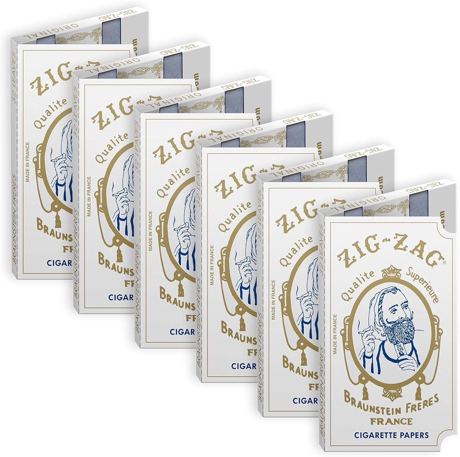 81DJQ8nRnpL._AC_SL1500_ ZIG-ZAG Original White Rolling Papers 6 Booklets - Image 1