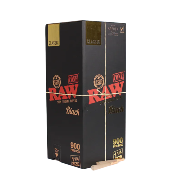 RAW Black Cones 900 Count 1 1/4 Bulk Box