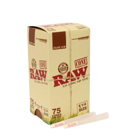 RAW Backrolled Cones Organic 1 1/4 Size 75 Pack