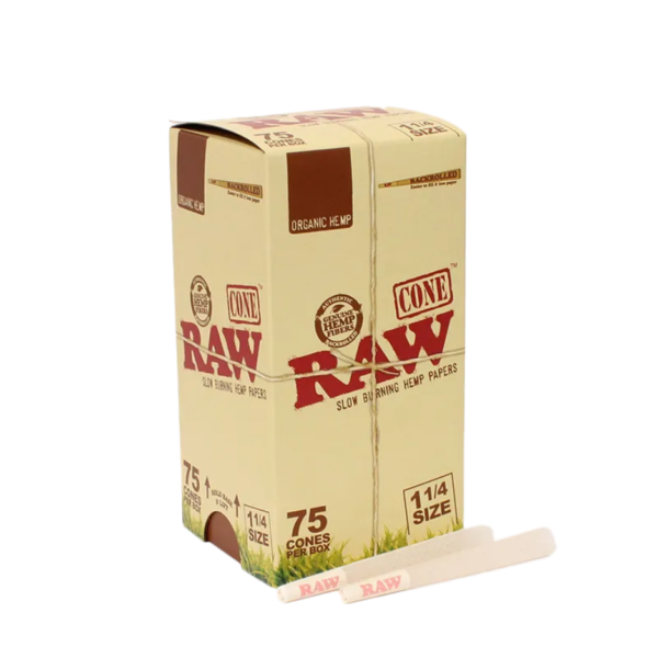 RAW Backrolled Cones Organic 1 1/4 Size 75 Pack