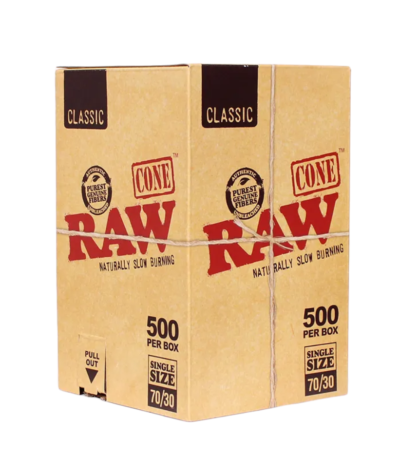 RAW 70/30 Cones 500 Count Bulk Box
