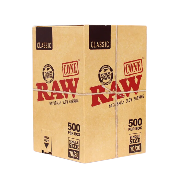 RAW 70/30 Cones 500 Count Bulk Box