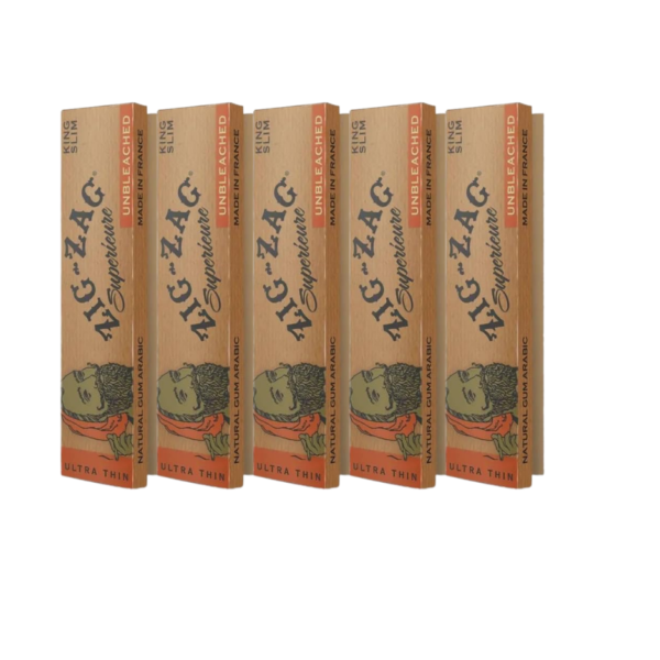 Zig-Zag King Size Unbleached Rolling Papers – 5 Booklets, 32 Sheets Each, 110mm