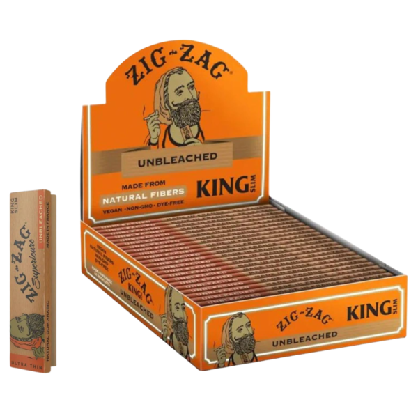 Zig-Zag King Size Unbleached Rolling Papers – 24 Booklets, 32 Sheets Each, 110mm
