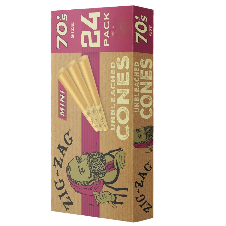 Zig-Zag Unbleached Mini Pre-Rolled Cones – 70mm, 24 Count