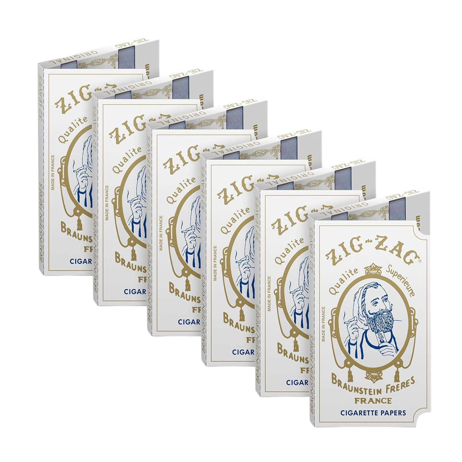 Zig-Zag White Papers 70mm 6 Booklets 192 Papers Zig-Zag Original White 70mm Rolling Papers – 6 Booklets - Image 1