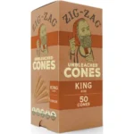 Zig-Zag King Size Unbleached Cones 50ct | Bulk Pre-Rolled Cones