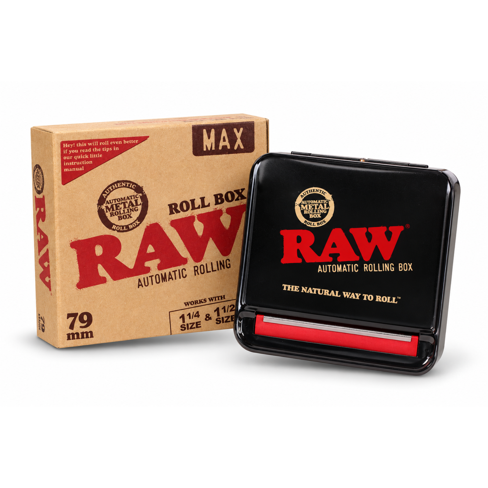 RAW Automatic Rolling Box 79mm Adjustable Metal Roller RAW Automatic Rolling Box 79mm | Adjustable Metal Roller - Image 1