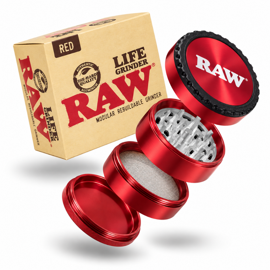Raw Life Modular Rebuildable Grinder Red 1pc RAW Life Modular Grinder Red | Rebuildable Grinder - Image 1